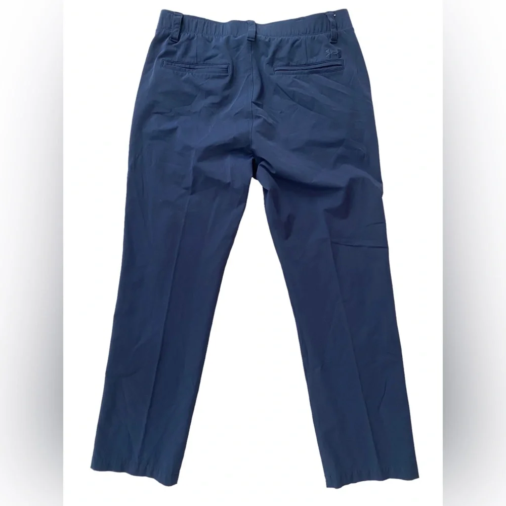 Under Armour Navy Blue Flat Front Plaid Active/Golf‎ Pants Size 34 x 30